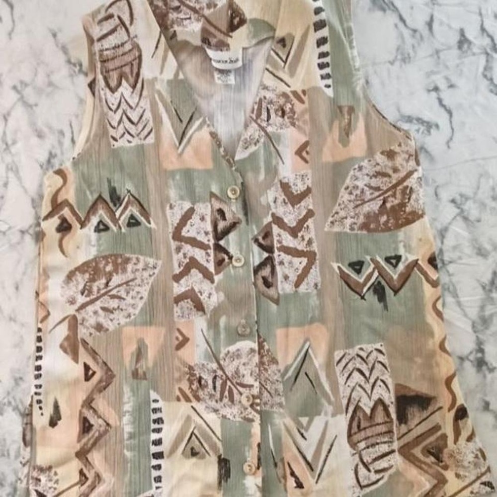 Jessica Scott‎ VTG Women's Med Button Front Vest Abstract  Mature Artsy Eclectic